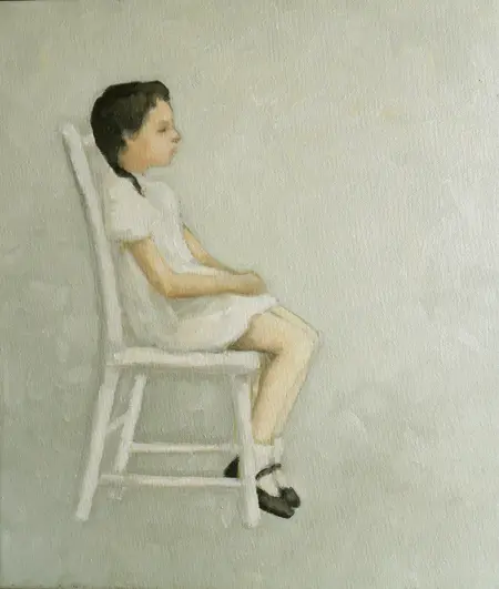 JoAnna Winik, Seated Girl 2 profile, Oil on canvas, 50x39,5 cm, €.850,-