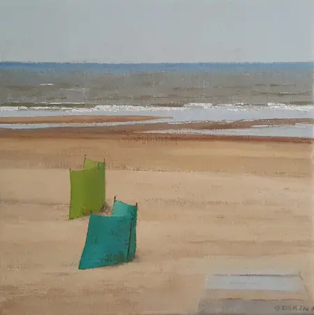 Gineke Zikken, 2 Windschermen, Oil on canvas, 40x40 cm, €.950,-