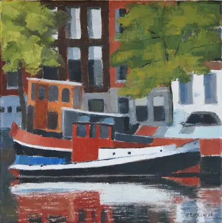 Gineke Zikken, Amstel 2, 900 euro, Oil on canvas in wooden frame, 40x40 cm