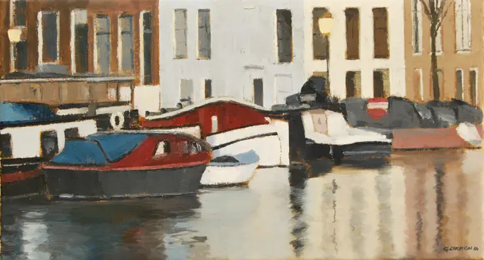 Gineke Zikken, Amstel, 950 euro, Oil on canvas in wooden frame, 30x55 cm