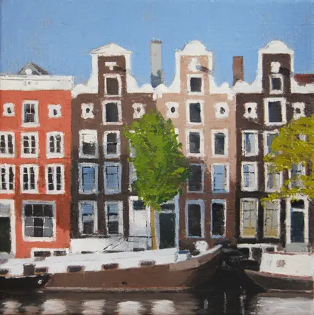 Gineke Zikken, Amstel, Oil on canvas in wooden frame, 30x30 cm, €.750,-