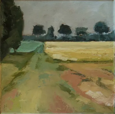 Gineke Zikken, Bij Eext, Oil on canvas in wooden frame, 20x20 cm, €.450,-