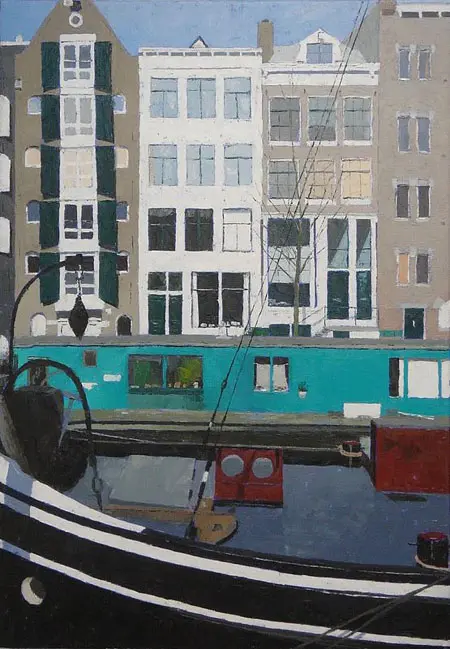 Gineke Zikken, Brouwersgracht, 2200 euro, Oil on canvas in wooden frame, 100x70 cm
