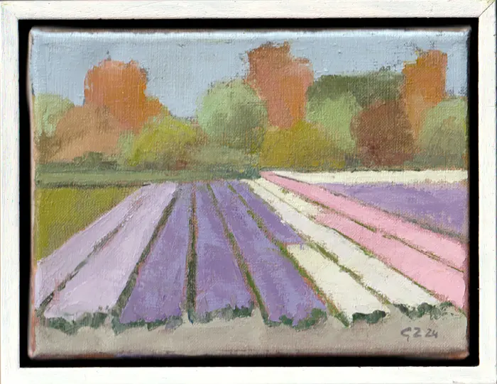 Gineke Zikken, Hyacinten, 400 euro, Oil on canvas in wooden frame, 18x24 cm