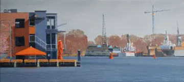 Gineke Zikken, IJ, Oil on canvas, 45x100 cm, €.1750,-