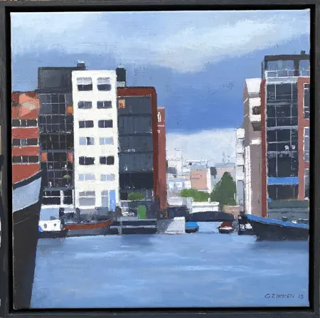 Gineke Zikken, Java-Eiland, 1300 euro, Oil on canvas in wooden frame, 50x50 cm