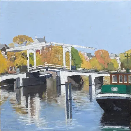 Gineke Zikken, Magere Brug, 1300 euro, Oil on canvas in natural wooden frame, 50x50 cm