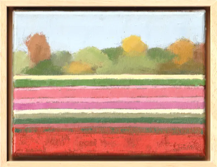 Gineke Zikken, Rode Tulpen 2, 400 euro, Oil on canvas in wooden frame, 18x24 cm