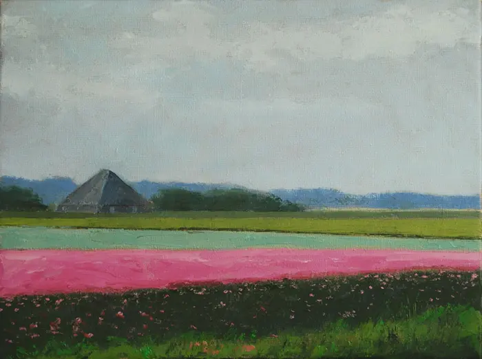 Gineke Zikken, Roze Tulpen, Oil on canvas, 30x40 cm, €.750,-