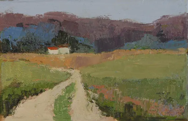 Gineke Zikken, Spaans landschap, Oil on canvas in wooden frame, 10x15 cm, €.145,-