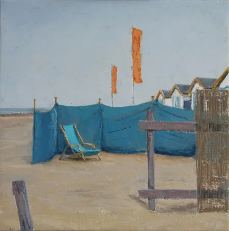 Gineke Zikken, Strandstoel, Oil on canvas, 40x40 cm, €.750,-