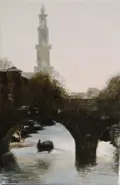 Gineke Zikken, Westertoren, Oil on canvas, 30x20 cm, €.650,-