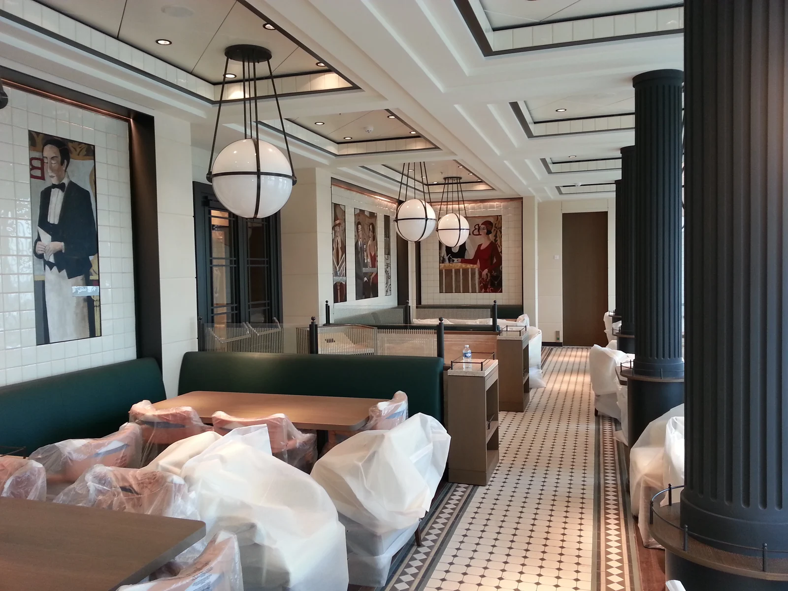 Paintings by Marie Godest installed on board the Europa 2