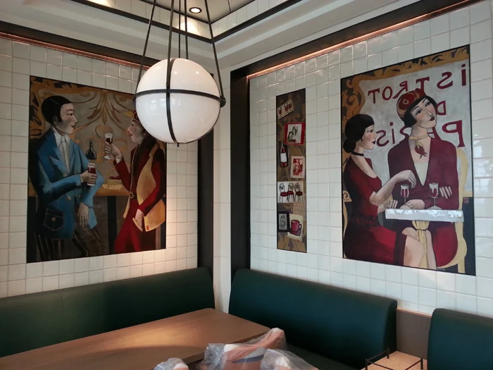 Paintings by Marie Godest installed on board the Europa 2