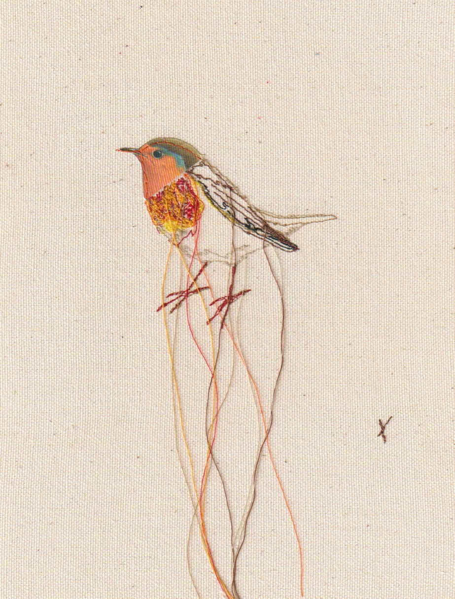 Judith Koning, Roodborst, 125 euro, Mixed media on linen, unframed, 24x18 cm