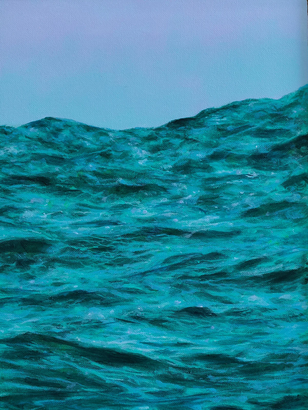 Rada Ovcharova, Water 4, 325 euro, Acrylic and mixed media on canvas in wooden frame, 18x24 cm