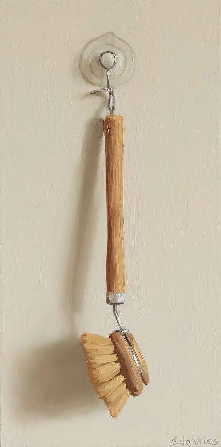 Serge de Vries, Afwasborstel 2, 450 euro, Oil on panel, unframed, 23,5x12 cm