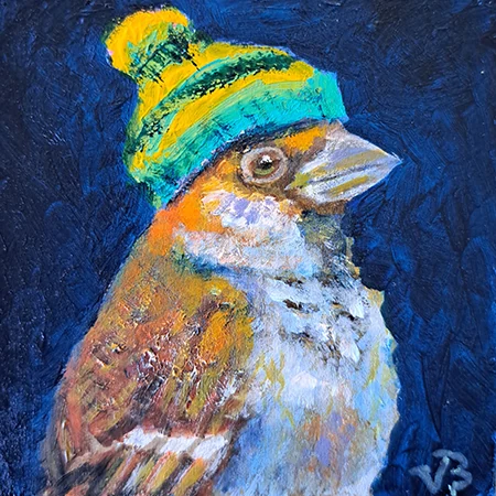 Vilma van den Berg, IJsmus groen geel, 75 euro, Acrylic on panel, unframed, 10x10 cm