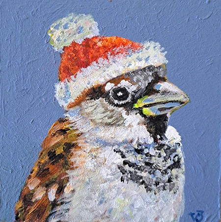 Vilma van den Berg, Kerstmus, 75 euro, Acrylic on panel, unframed, 10x10 cm