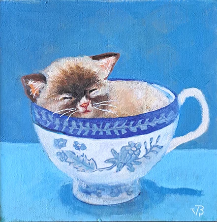 Vilma van den Berg, Slaapkopje alles blauw, 210 euro, Acrylic on panel in wooden frame, 15x15 cm