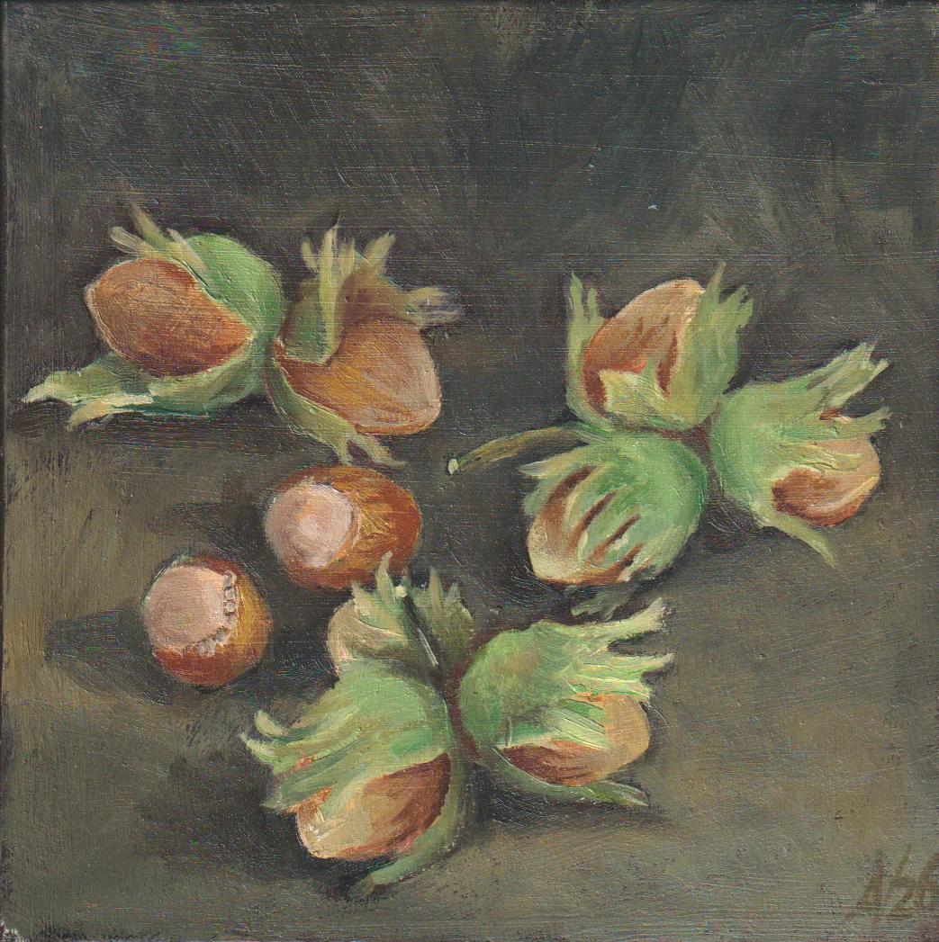 Annemarie Verschoor, Hazelnoten, 150 euro, Oil on panel, unframed, 17,5x17,5 cm