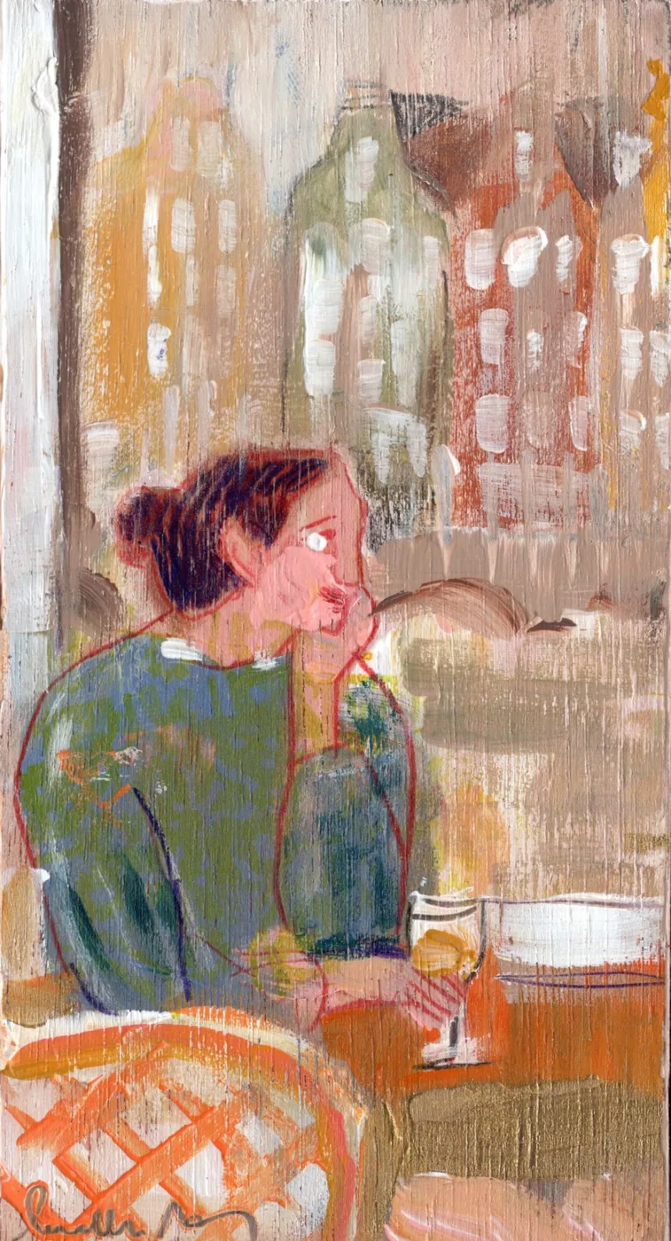 Lourdes Ral, A quiet winter afternoon, 90 euro, Mixed technique on wood, unframed, 17x9 cm