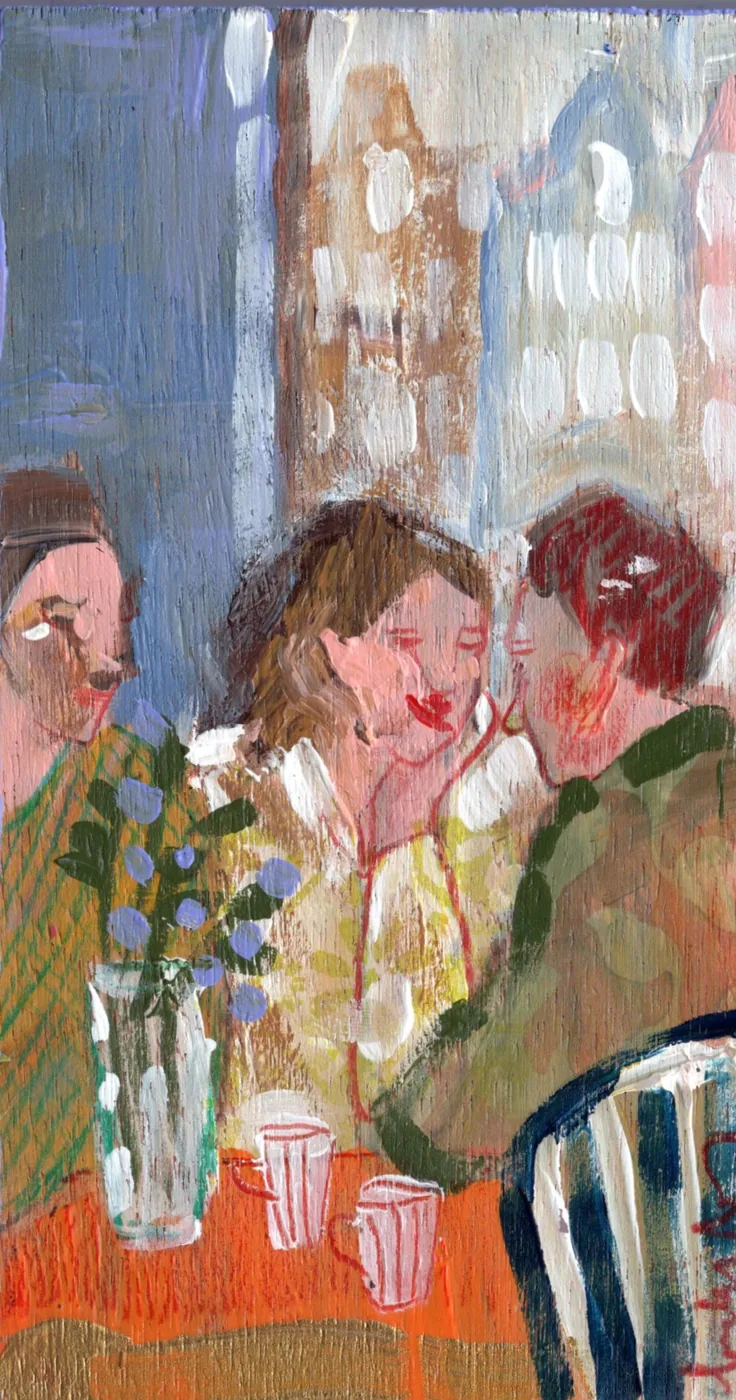 Lourdes Ral, Before the evening ends, 90 euro, Mixed technique on wood, unframed, 17x9 cm