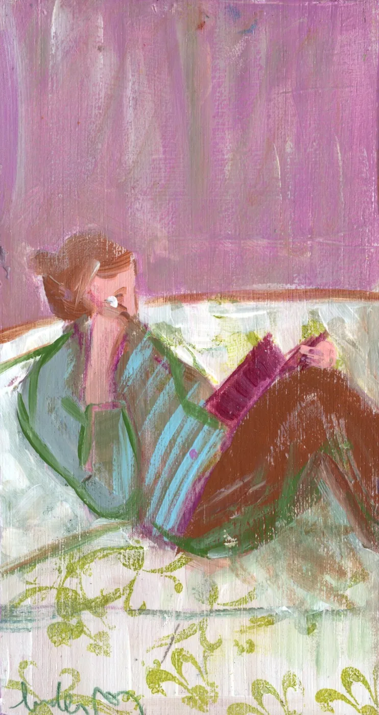 Lourdes Ral, The hours she kept for herself, 90 euro, Mixed technique on wood, unframed, 17x9 cm